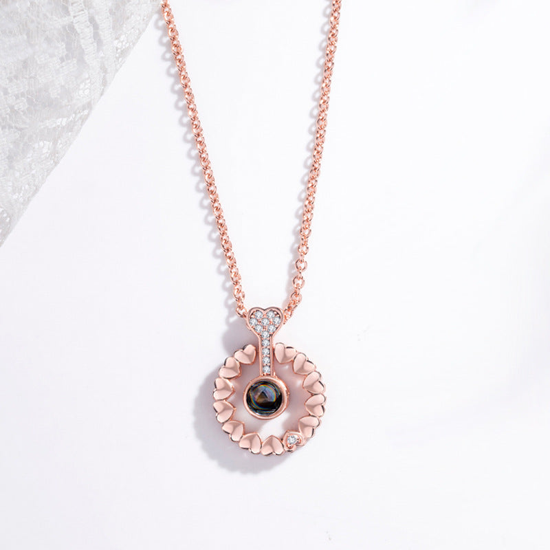 Custom Heart circle Photo Projection Necklace