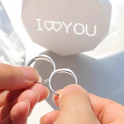 Light Sculpted "I Love You" Rings For Couple - Set Of 2