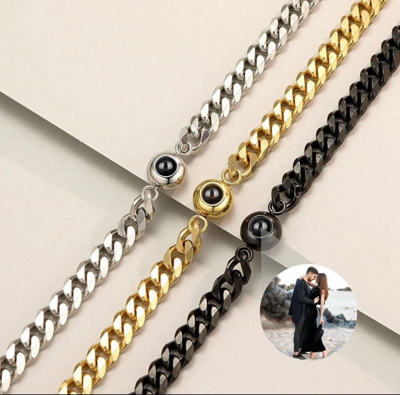 Custom Chain Photo Projection Bracelet