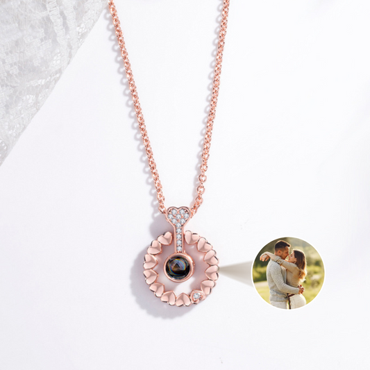 Custom Heart circle Photo Projection Necklace