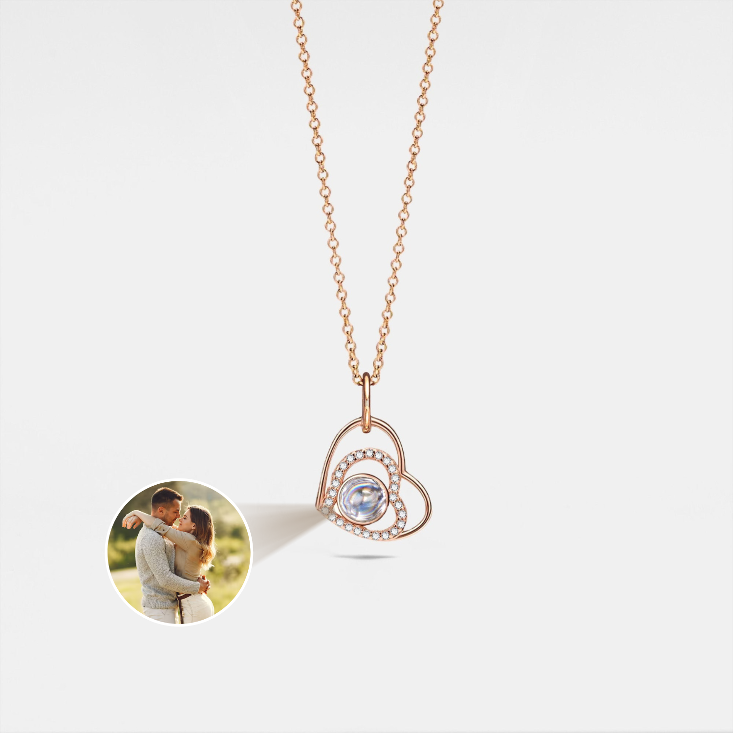 Custom Heart circle Photo Projection Necklace – Wearfamilia