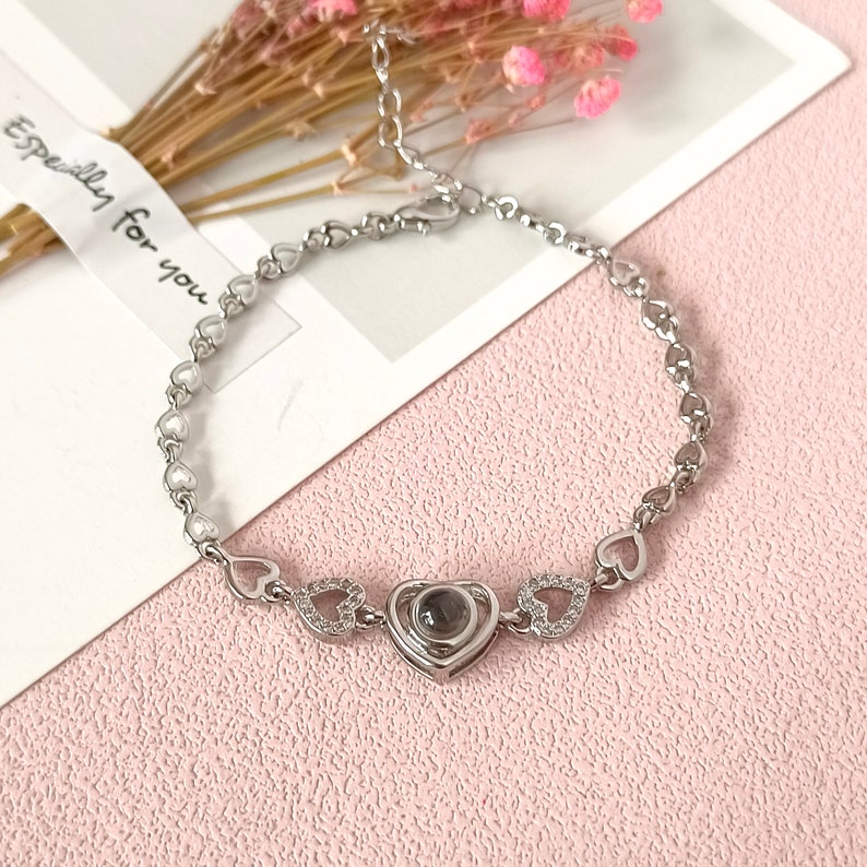 Custom Heart chain Photo Projection Bracelet