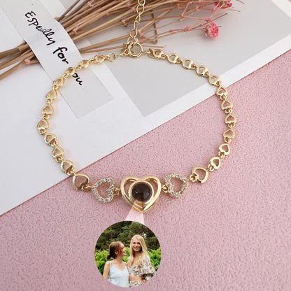 Custom Heart chain Photo Projection Bracelet