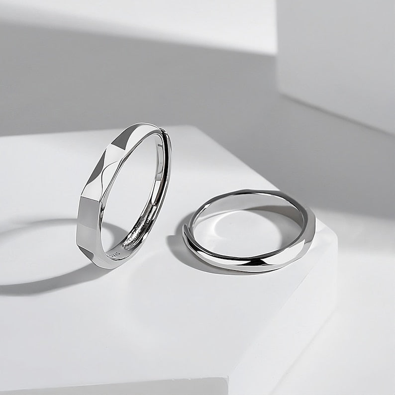 Light Sculpted "I Love You" Rings For Couple - Set Of 2