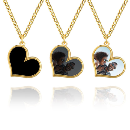 Slant Heart - Heat Activated Photo Necklace