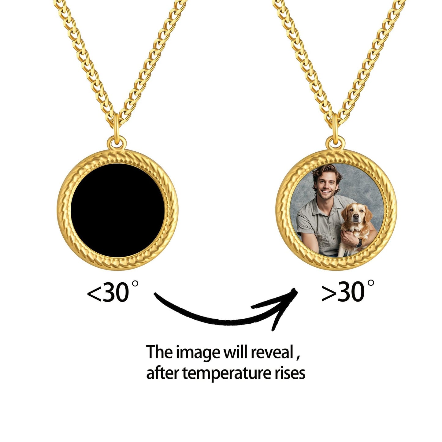Heat-Activated Circle Photo Necklace - Magic Photo Necklace